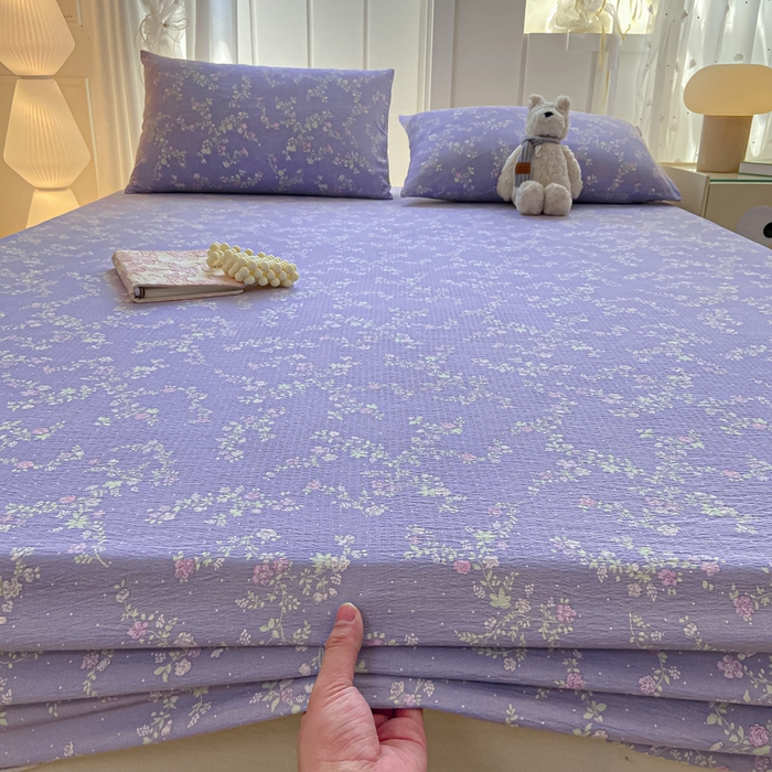 91家纺网 家纺一手货源 找家纺 喜居 2025新款A类原棉双层纱床笠 绮梦