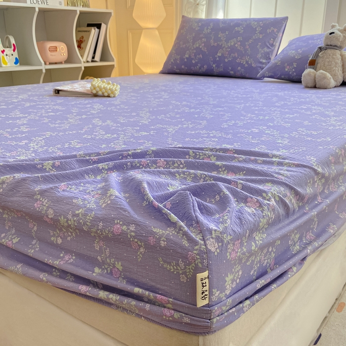 91家纺网 家纺一手货源 找家纺 喜居 2025新款A类原棉双层纱床笠 绮梦