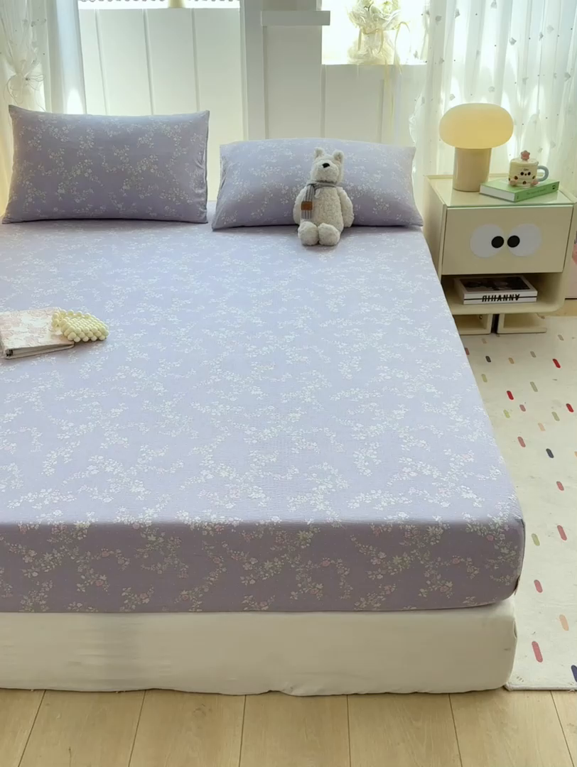 91家纺网 家纺一手货源 找家纺 喜居 2025新款A类原棉双层纱床笠 绮梦