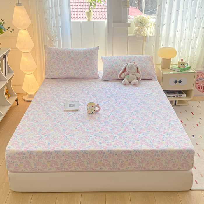 91家纺网 家纺一手货源 找家纺 喜居 2025新款A类原棉双层纱床笠 芊芊花海