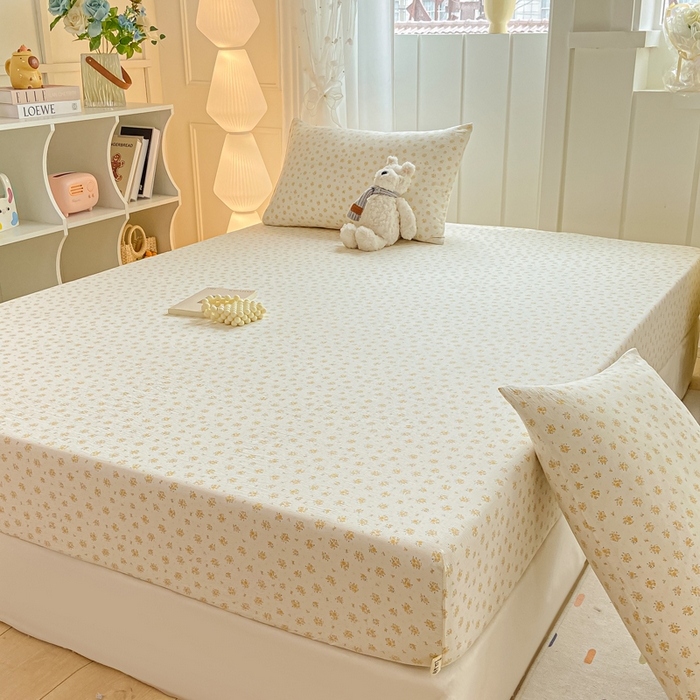 91家纺网 家纺一手货源 找家纺 喜居 2025新款A类原棉双层纱床笠 素瑾