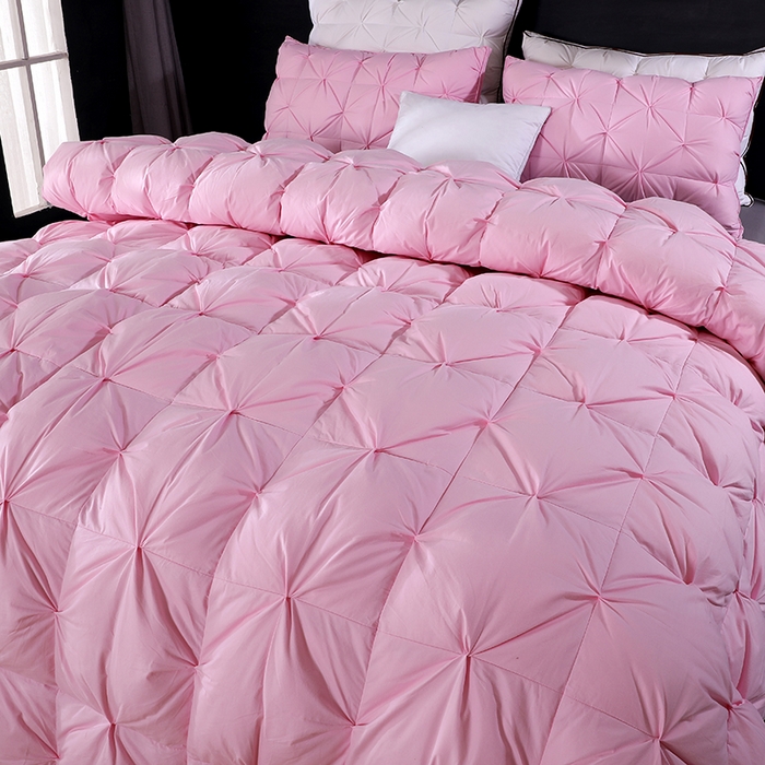 91家纺网 家纺一手货源 找家纺 呆头鹅羽绒工厂店 2025新款全棉防羽布羽绒被-扭花款 白鹅绒鸭绒被子被芯羽绒工厂店 粉色