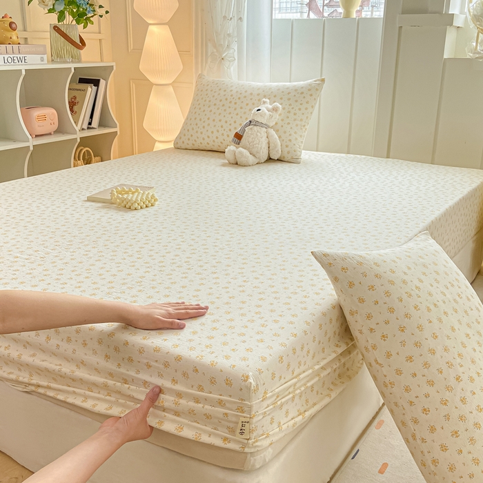 91家纺网 家纺一手货源 找家纺 喜居 2025新款A类原棉双层纱床笠 素瑾