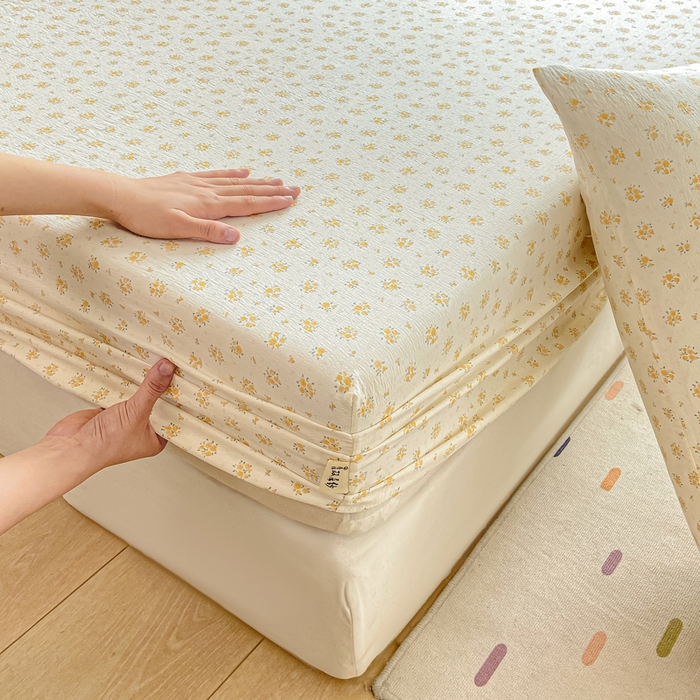 91家纺网 家纺一手货源 找家纺 喜居 2025新款A类原棉双层纱床笠 素瑾