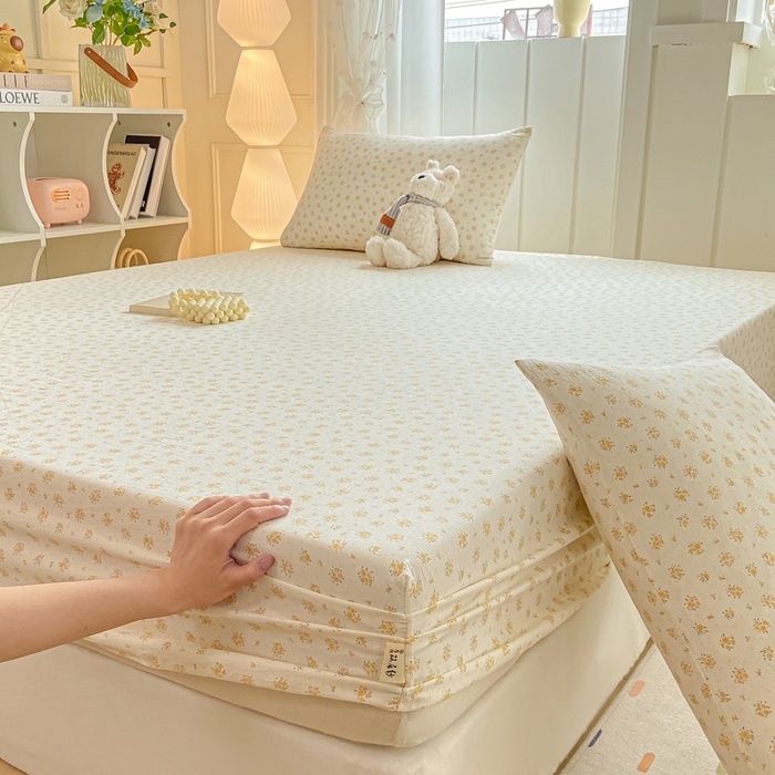 91家纺网 家纺一手货源 找家纺 喜居 2025新款A类原棉双层纱床笠 素瑾