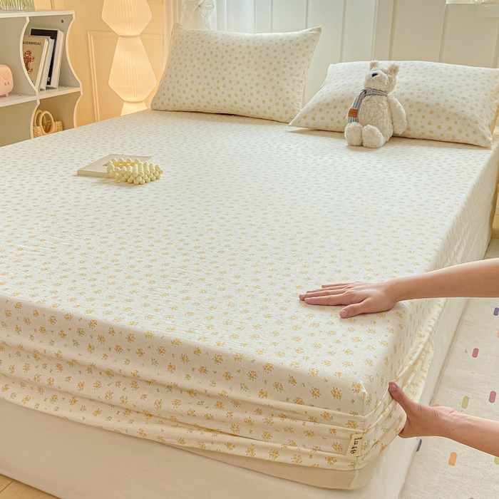 91家纺网 家纺一手货源 找家纺 喜居 2025新款A类原棉双层纱床笠 素瑾