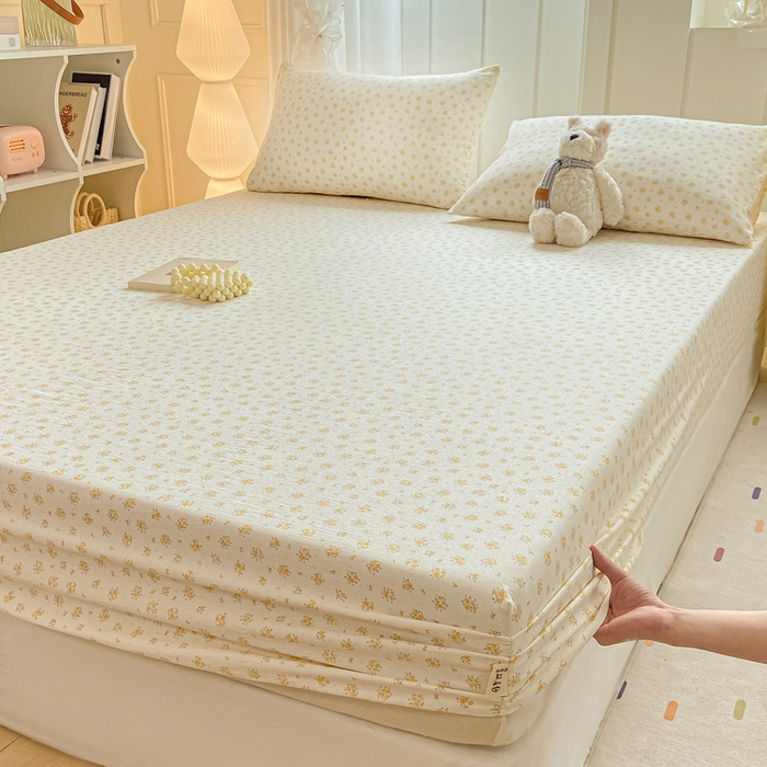 91家纺网 家纺一手货源 找家纺 喜居 2025新款A类原棉双层纱床笠 素瑾