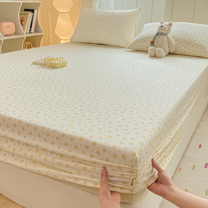 91家纺网 家纺一手货源 找家纺 喜居 2025新款A类原棉双层纱床笠 素瑾