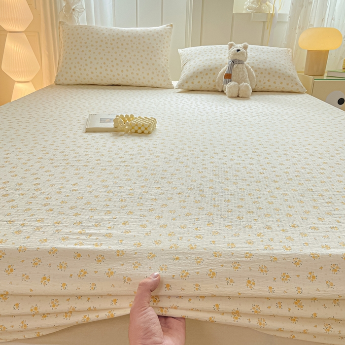 91家纺网 家纺一手货源 找家纺 喜居 2025新款A类原棉双层纱床笠 素瑾