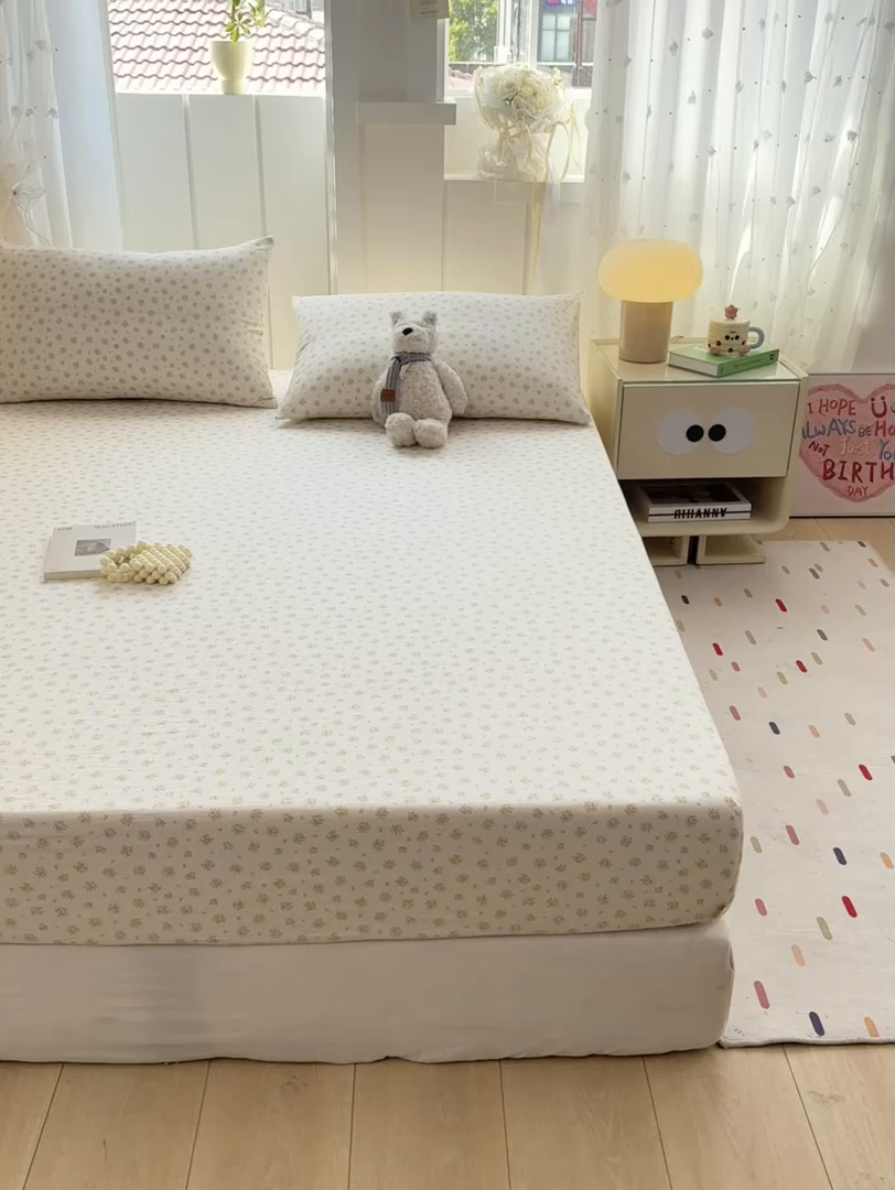 91家纺网 家纺一手货源 找家纺 喜居 2025新款A类原棉双层纱床笠 素瑾