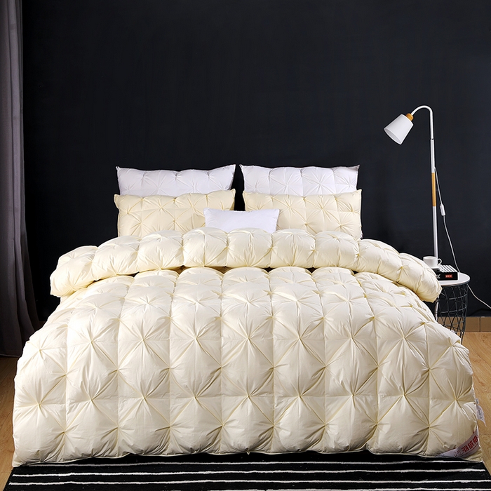 91家纺网 家纺一手货源 找家纺 呆头鹅羽绒工厂店 2025新款全棉防羽布羽绒被-扭花款 白鹅绒鸭绒被子被芯羽绒工厂店 黄色