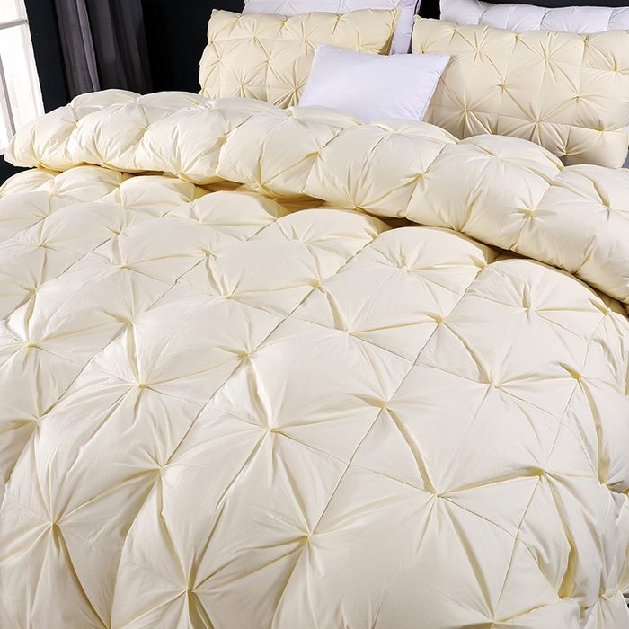 91家纺网 家纺一手货源 找家纺 呆头鹅羽绒工厂店 2025新款全棉防羽布羽绒被-扭花款 白鹅绒鸭绒被子被芯羽绒工厂店 黄色