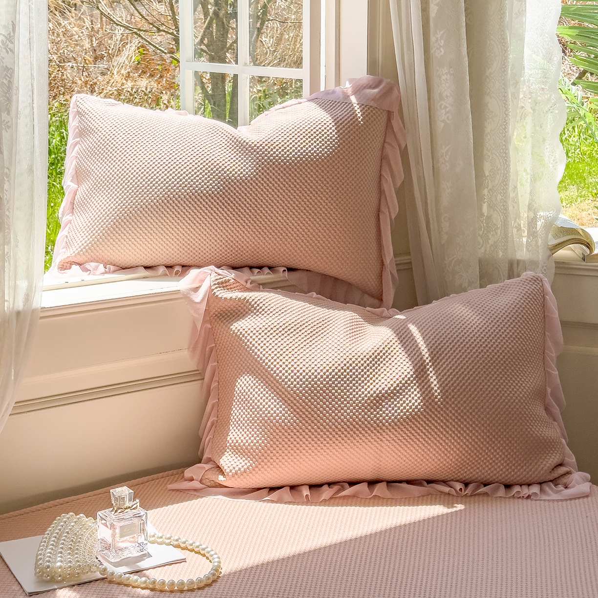 91家纺网 家纺一手货源 找家纺 （总）恋尚羽家纺 2025PE高分子复合软凉席豆豆席大床裙三件套-小欢喜