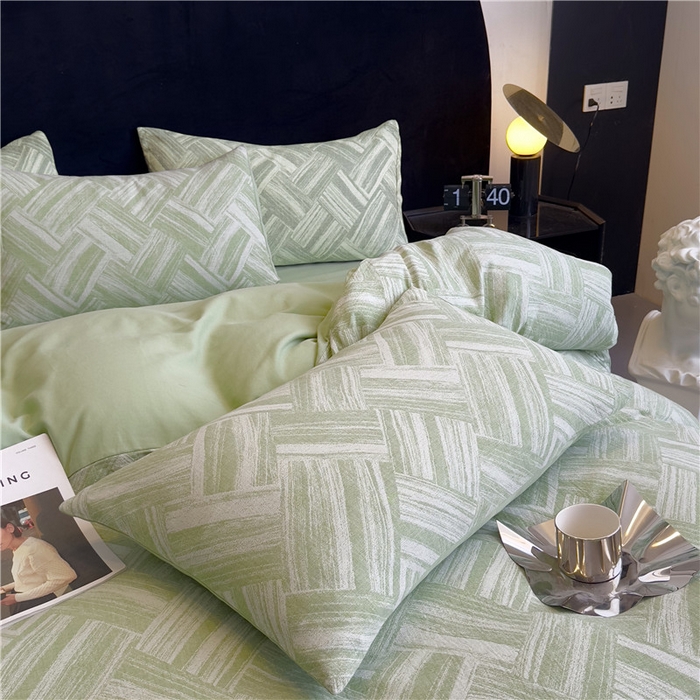 91家纺网 家纺一手货源 找家纺 （总）优品阁 2025新款全棉纯棉A类人字纹三层纱提花四件套-摩登系列