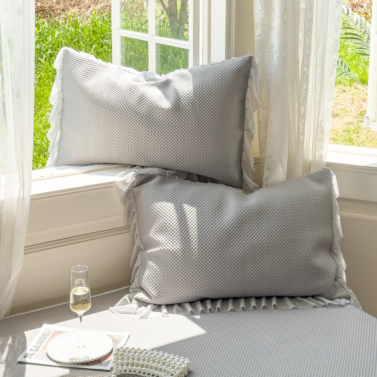 91家纺网 家纺一手货源 找家纺 恋尚羽家纺 2025PE高分子复合软凉席豆豆席大床裙三件套 灰色