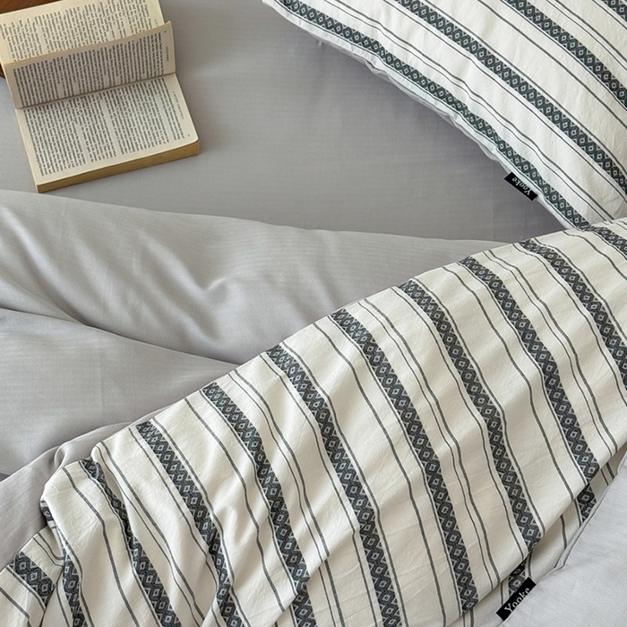 91家纺网 家纺一手货源 找家纺 （总）柚可家居 2025新款水洗棉提花四件套-