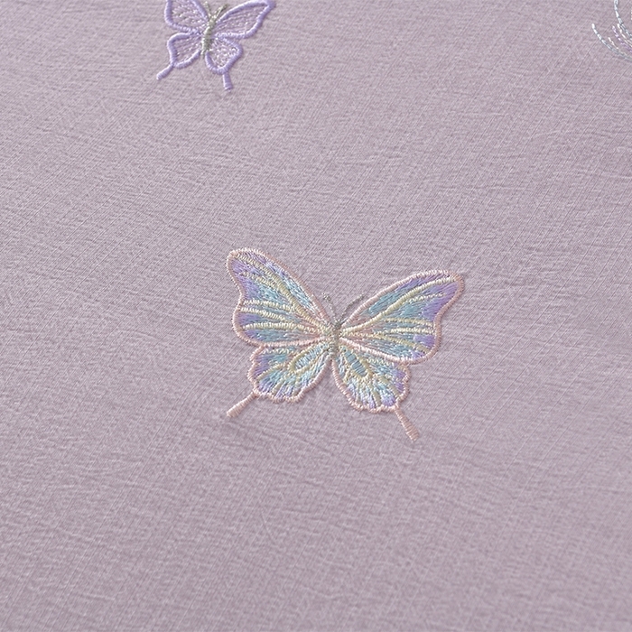 91家纺网 家纺一手货源 找家纺 星窝2025新款绣花水洗棉套件-蝶舞飞扬系列 梦幻紫