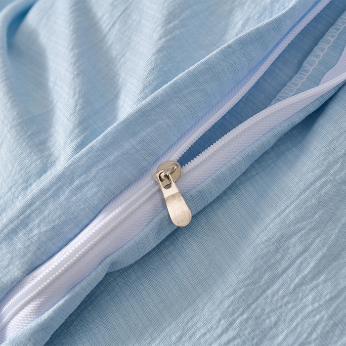 91家纺网 家纺一手货源 找家纺 星窝2025新款绣花水洗棉四件套蝶舞飞扬系列 天空蓝