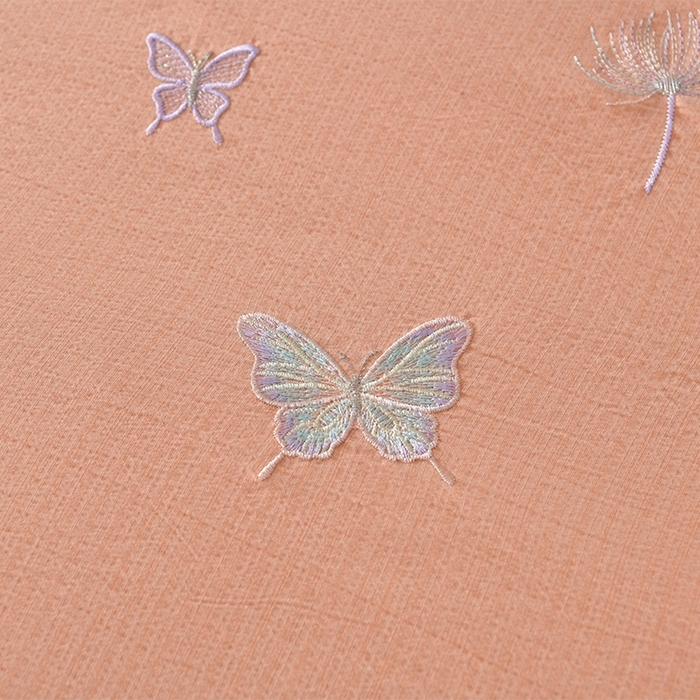 91家纺网 家纺一手货源 找家纺 星窝2025新款绣花水洗棉套件-蝶舞飞扬系列 玉色