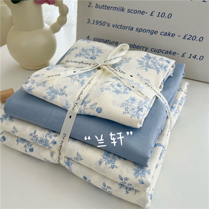 91家纺网 家纺一手货源 找家纺 优品阁  2025新款A类全棉有氧双层纱四件套 兰轩