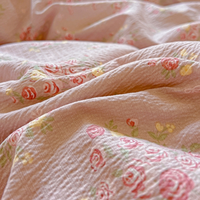 91家纺网 家纺一手货源 找家纺 仟网汇 2025新款云感皱皱纱简单款四件套