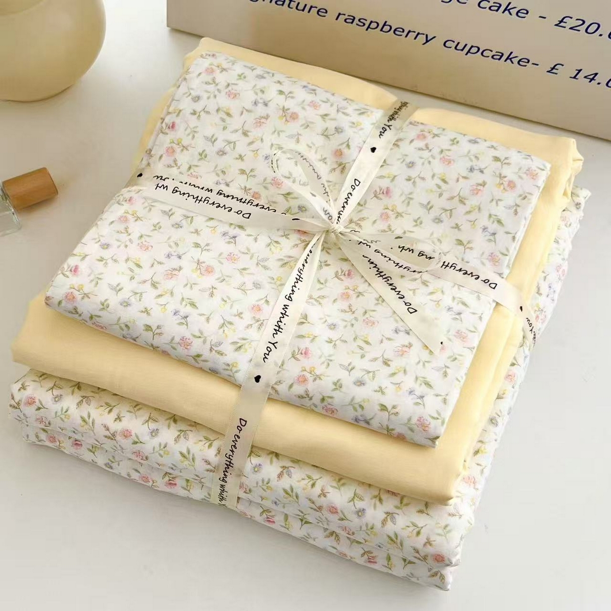 91家纺网 家纺一手货源 找家纺 优品阁  2025新款A类全棉有氧双层纱四件套 情书