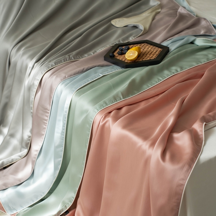 91家纺网 家纺一手货源 找家纺 禾时 2025新款60S奥地利进口兰精天丝夏凉盖毯 组合图仅供展示