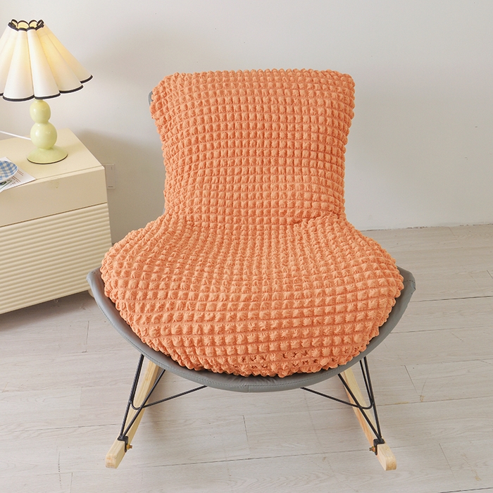 91家纺网 家纺一手货源 找家纺 启博家纺 2025新款泡泡纱龙虾椅套 橙色