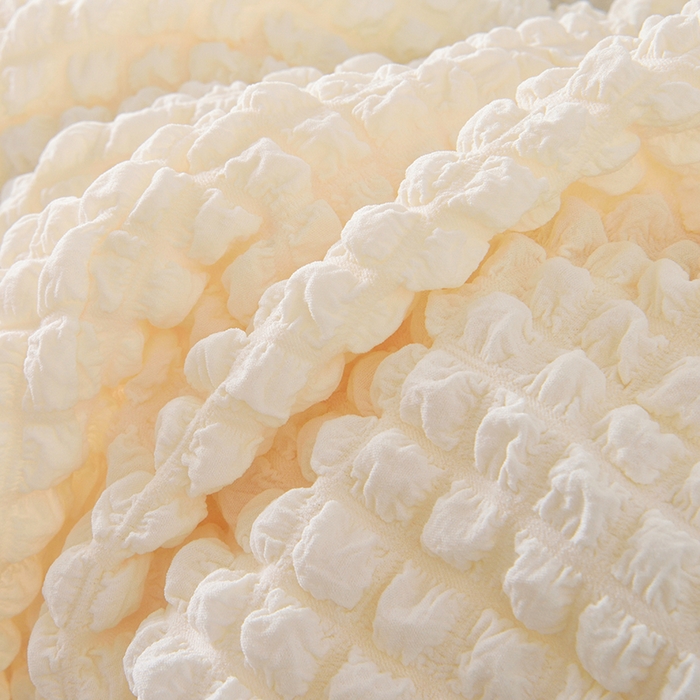 91家纺网 家纺一手货源 找家纺 启博家纺 2025新款泡泡纱龙虾椅套 米白