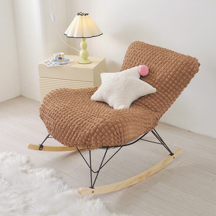 91家纺网 家纺一手货源 找家纺 启博家纺 2025新款泡泡纱龙虾椅套 驼色