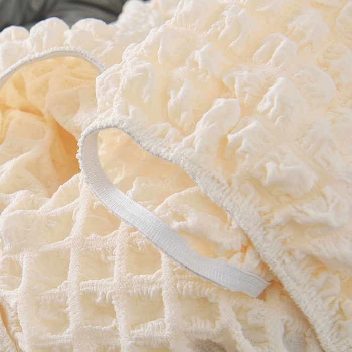 91家纺网 家纺一手货源 找家纺 启博家纺 2025新款泡泡纱龙虾椅套 米白