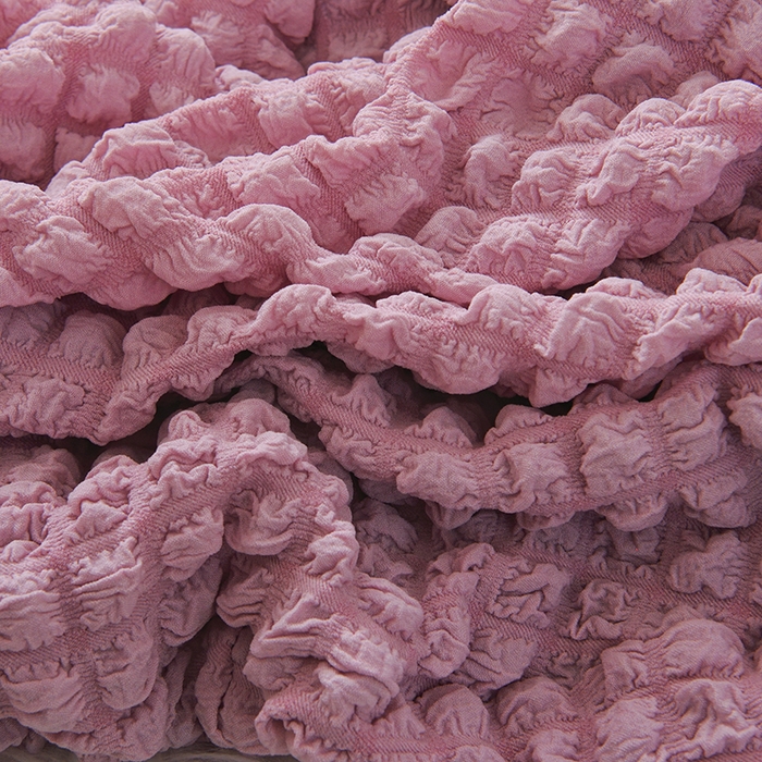 91家纺网 家纺一手货源 找家纺 启博家纺 2025新款泡泡纱龙虾椅套 桃粉