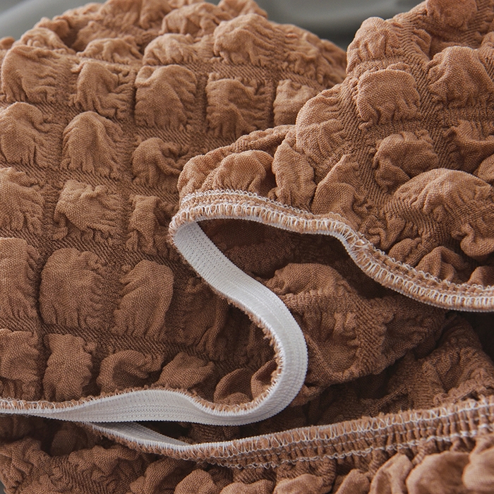 91家纺网 家纺一手货源 找家纺 启博家纺 2025新款泡泡纱龙虾椅套 驼色