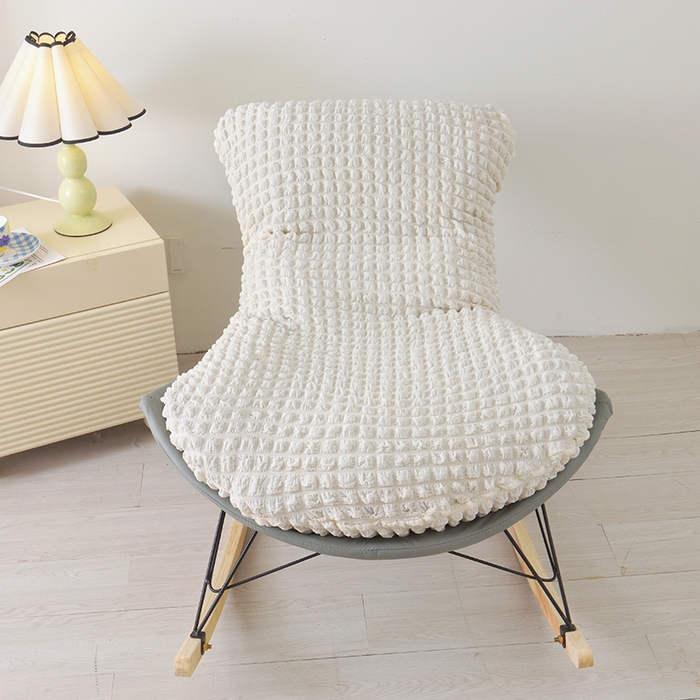 91家纺网 家纺一手货源 找家纺 启博家纺 2025新款泡泡纱龙虾椅套 米白