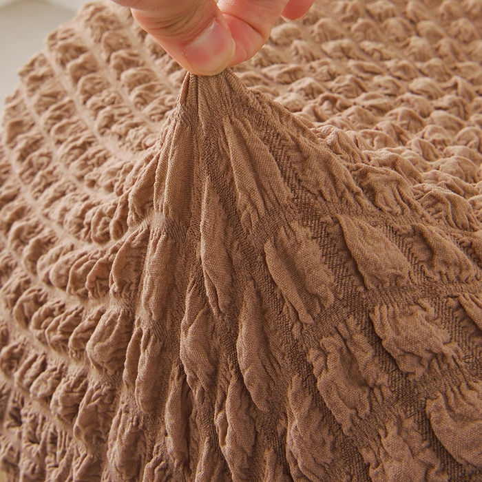 91家纺网 家纺一手货源 找家纺 启博家纺 2025新款泡泡纱龙虾椅套 驼色