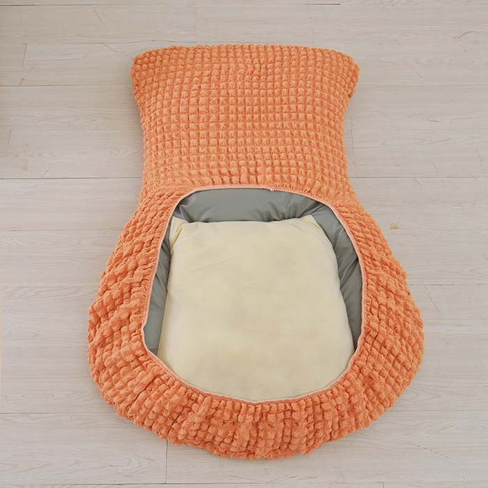 91家纺网 家纺一手货源 找家纺 启博家纺 2025新款泡泡纱龙虾椅套 橙色