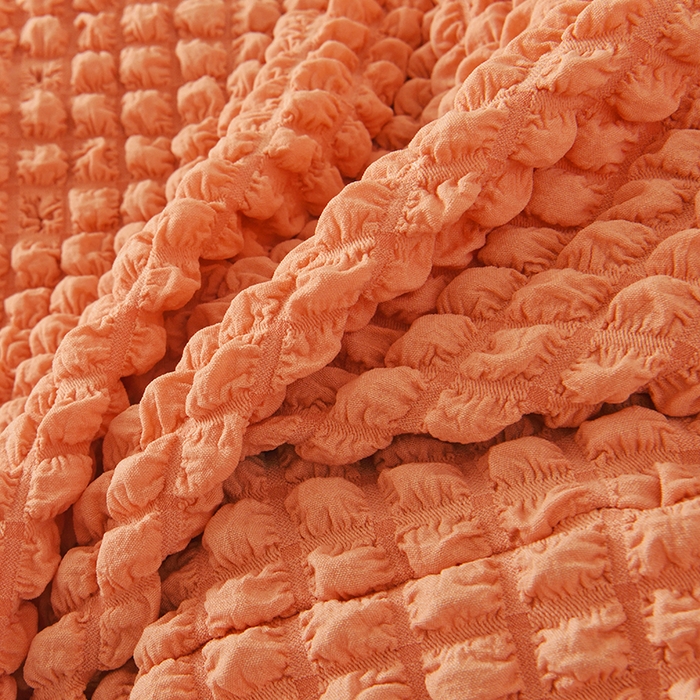 91家纺网 家纺一手货源 找家纺 启博家纺 2025新款泡泡纱龙虾椅套 橙色