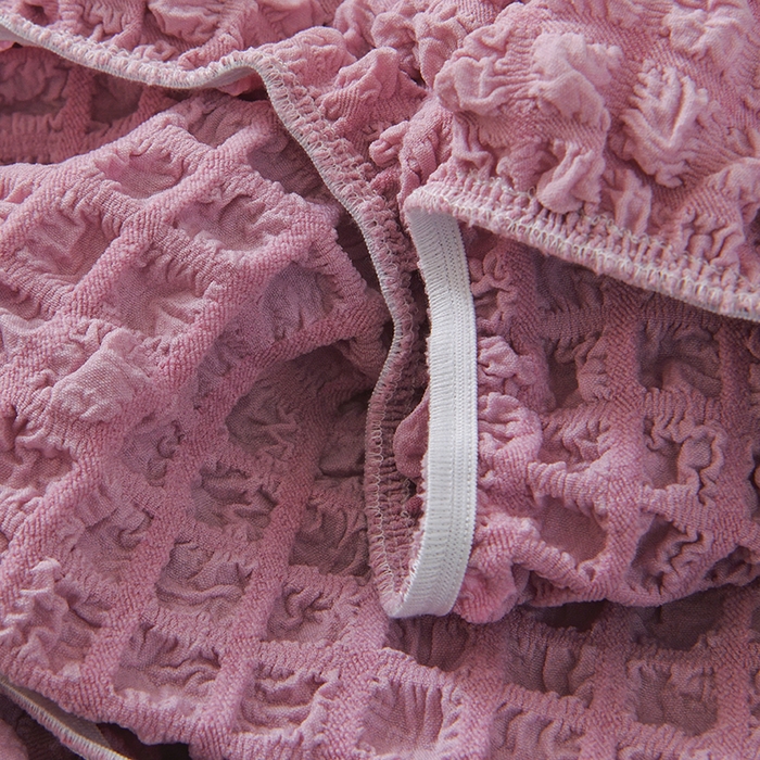 91家纺网 家纺一手货源 找家纺 启博家纺 2025新款泡泡纱龙虾椅套 桃粉