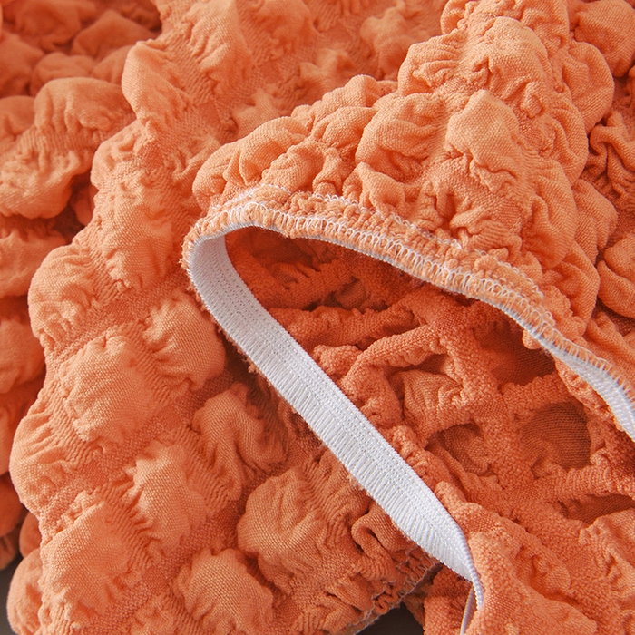 91家纺网 家纺一手货源 找家纺 启博家纺 2025新款泡泡纱龙虾椅套 橙色