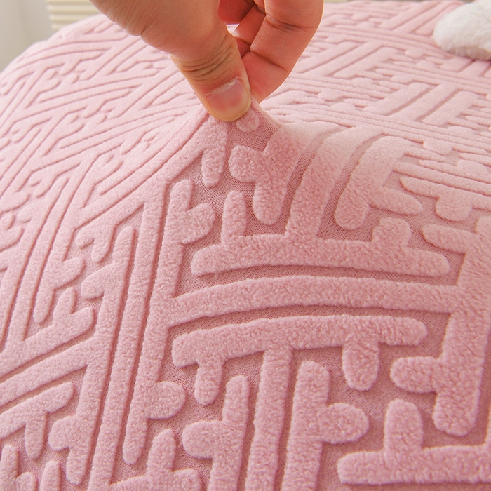 91家纺网 家纺一手货源 找家纺 启博家纺 2025新款磨毛提花龙虾椅套 桃粉