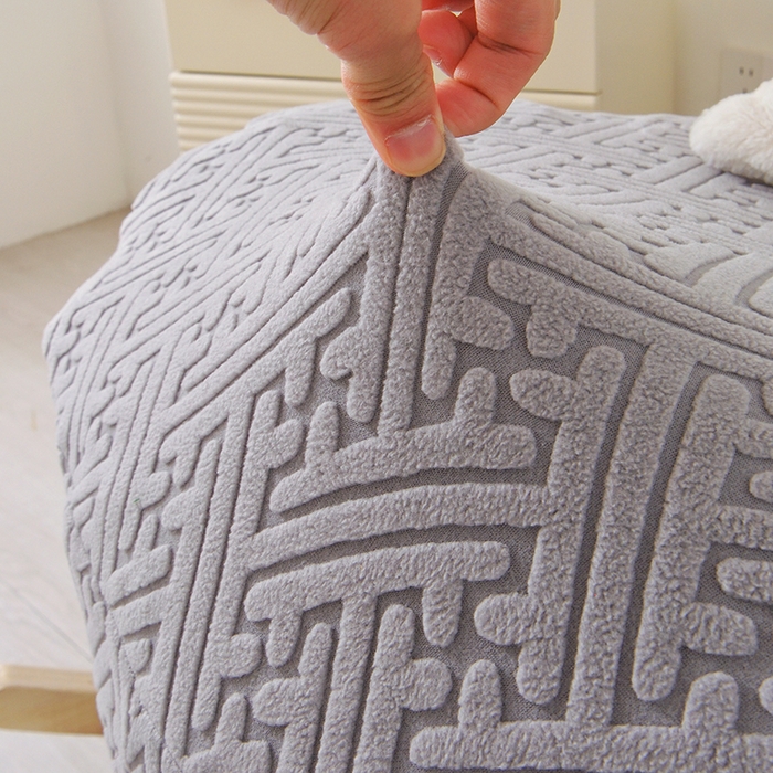 91家纺网 家纺一手货源 找家纺 启博家纺 2025新款磨毛提花龙虾椅套 灰色