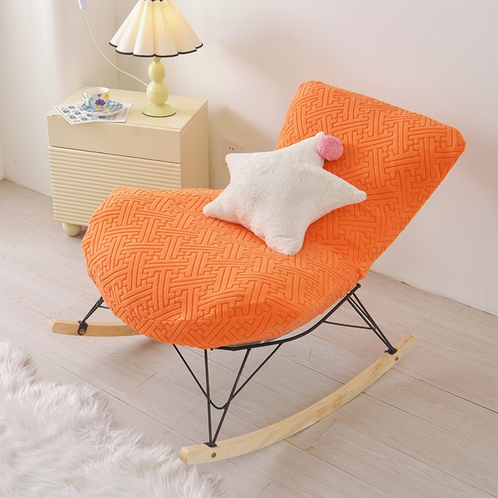 91家纺网 家纺一手货源 找家纺 启博家纺 2025新款磨毛提花龙虾椅套 橙色