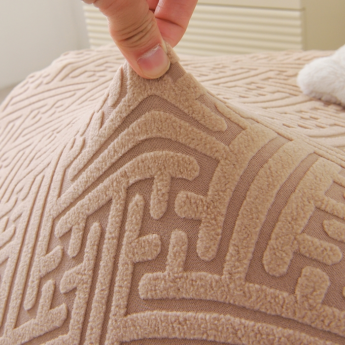 91家纺网 家纺一手货源 找家纺 启博家纺 2025新款磨毛提花龙虾椅套 驼色