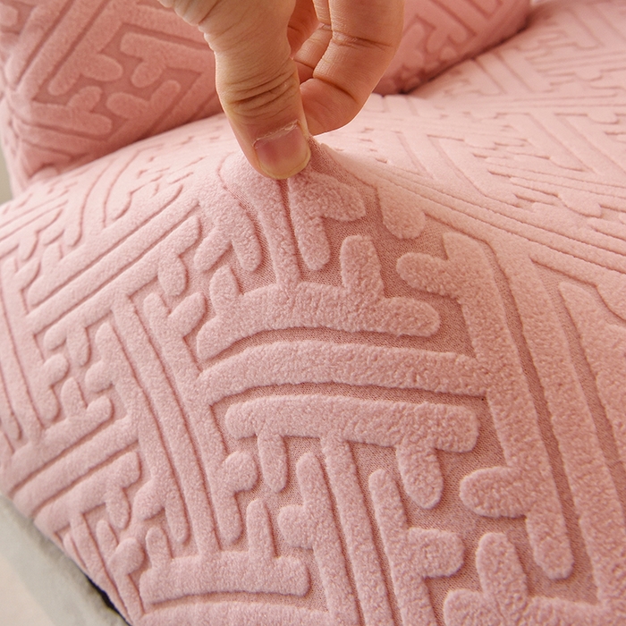 91家纺网 家纺一手货源 找家纺 启博家纺 2025新款磨毛提花办公躺椅套 桃粉