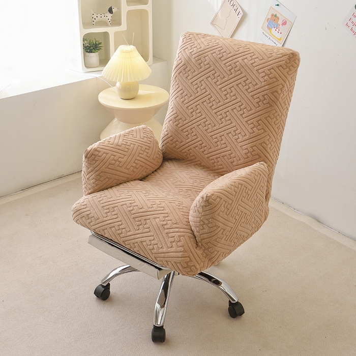 91家纺网 家纺一手货源 找家纺 启博家纺 2025新款磨毛提花办公躺椅套 驼色