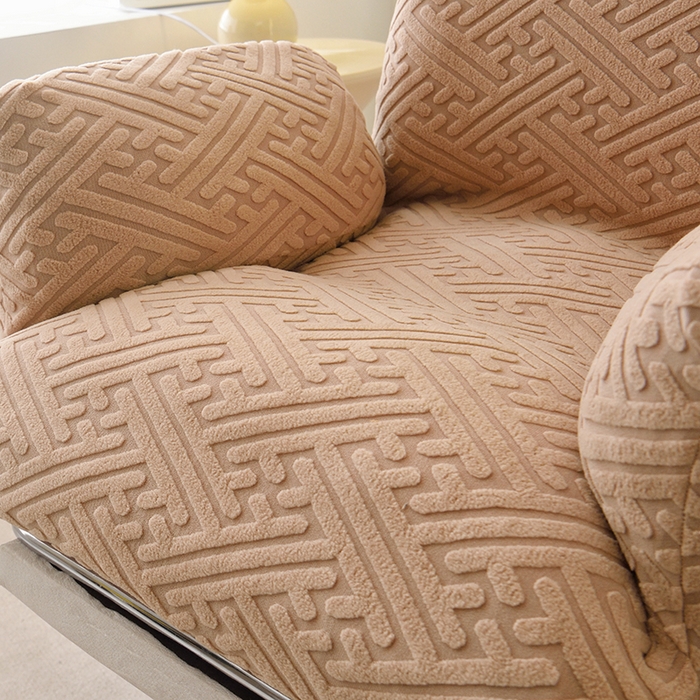 91家纺网 家纺一手货源 找家纺 启博家纺 2025新款磨毛提花办公躺椅套 驼色