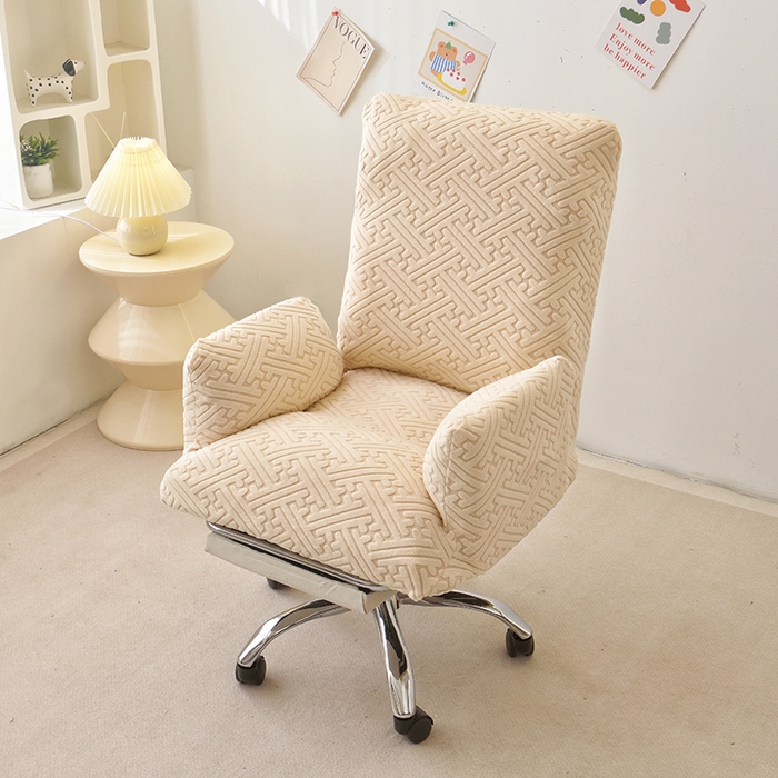 91家纺网 家纺一手货源 找家纺 启博家纺 2025新款磨毛提花办公躺椅套 米白