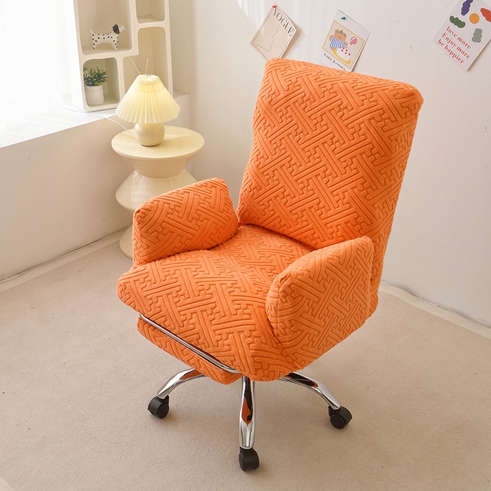 91家纺网 家纺一手货源 找家纺 启博家纺 2025新款磨毛提花办公躺椅套 橙色