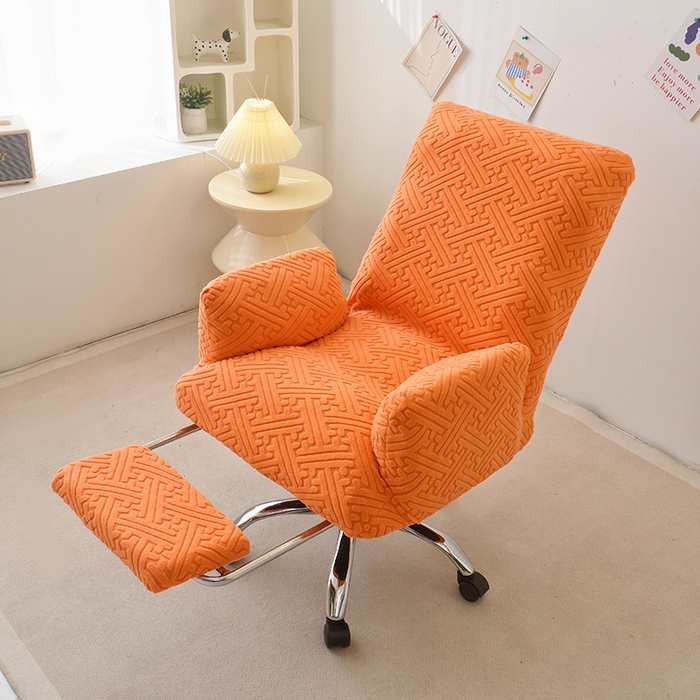 91家纺网 家纺一手货源 找家纺 启博家纺 2025新款磨毛提花办公躺椅套 橙色