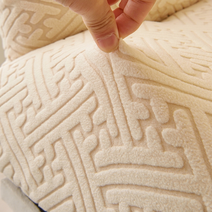 91家纺网 家纺一手货源 找家纺 启博家纺 2025新款磨毛提花办公躺椅套 米白